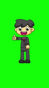 Businessman Thumbs Up. Confident Gesture Animation in 4K. Greenscreen Character Loop 