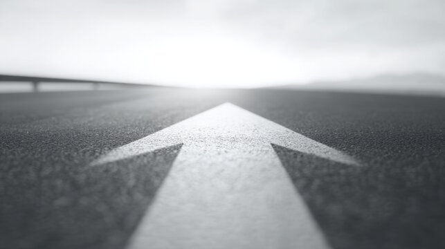 Road with a white arrow marking the path ahead symbolizing the concept of tracking escalation and urgent issue resolution