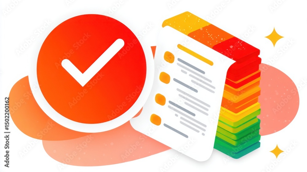 Poster checklist icon on paper representing organization and tracking of recurring scope requests for proje