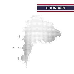 Obraz premium Dotted map of Chonburi Province in Thailand