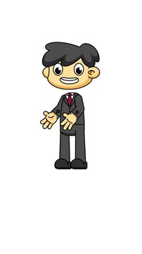 Speaking Businessman Chibi, Cartoon Office Character, Loop Animation on Greenscreen 