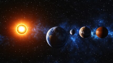 A breathtaking view of the solar system, showcasing the sun and the planets