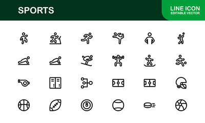 Sports Icons Collection. Minimal Line Art for Athletes and Enthusiasts.
