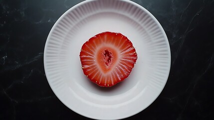 Sliced Strawberry on a White Plate