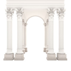 Naklejka premium Marble Classical Arch with Columns Isolated on White Background – High-Quality PNG