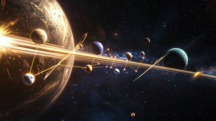 A Cosmic Journey Through the Solar System, Showcasing Planets and Celestial Wonders