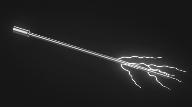 Metallic lightning rod on dark background. Possible use Scientific illustration