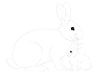 Rabbit outline line drawing, coloring exercise, depression therapy, meditation, vector format