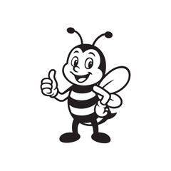 cute bee mascot giving thumbs up