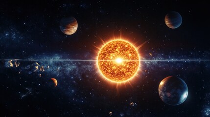 A stunning view of the bright star and planets in the galaxy