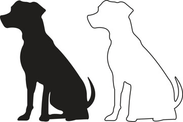 Obraz premium Dog icons set trendy black flat, outline styles. Wildlife signs. Animal silhouette symbols template for graphic and website designs vectors illustration collection isolated on transparent background.