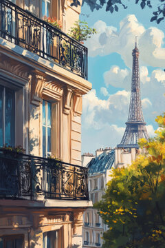 paris eiffel style touch impressionism brush