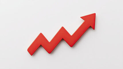 Red arrow graph showing growth and success on white background