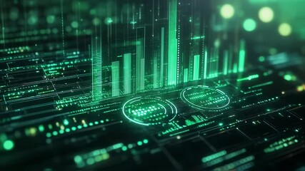 Luminous green digital network showcasing data visualization and processing - Powered by Adobe