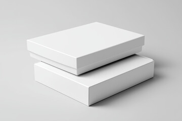 Naklejka premium Stacking Two White Boxes, Simple Packaging Mockup