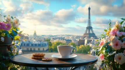 paris aerial view eiffel cityscape sunset