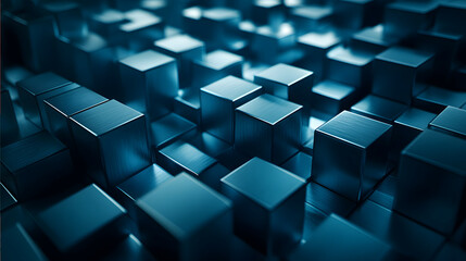 Fototapeta premium Random blue cubes texture