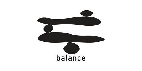 Black stones in balance, zen symbol. Logo for yoga and meditation studios