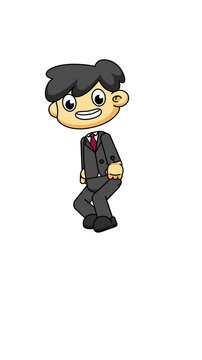 Businessman Cartoon Jumping Loop, Chibi Office Character Animation, Greenscreen Asset 
