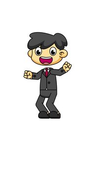 Dancing Businessman Animation Loop, Cute Office Character Chibi Style, Greenscreen 