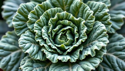 Obraz premium a captivating close up of a plant with large, wavy green leaves that spread outwards in an almost floral pattern