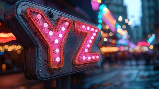 Retro illuminated sign, vibrant lights, carnival atmosphere