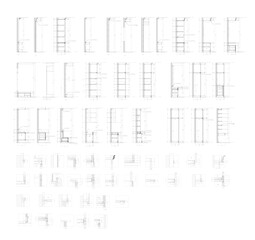 Drawings 2 good section and detail bedroom, office, dressing room and bathroom, vector format.