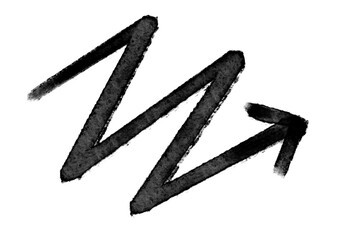 inky black sketched arrow on transparent background
