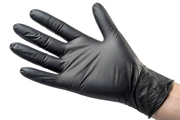 Black nitrile glove isolated on transparent or white background, png