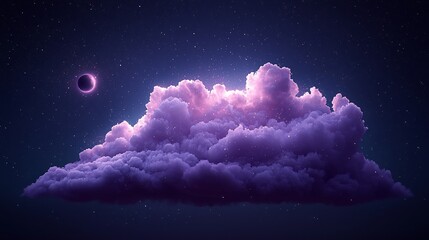 Nostalgia Wrapped In a Floating Violet Cloud Shaped Like a Fading Planet Slowly Orbiting a Star From Memory