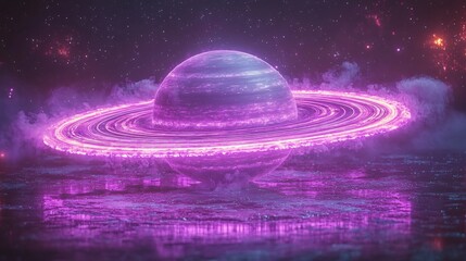 Nostalgia Wrapped In a Floating Violet Cloud Shaped Like a Fading Planet Slowly Orbiting a Star From Memory
