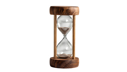 Hourglass with sand and wooden frame element