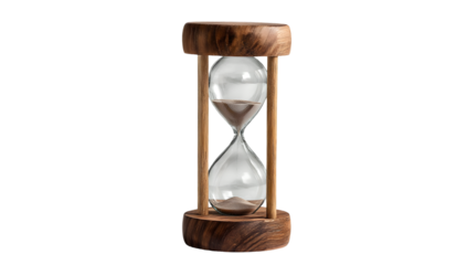 Hourglass with sand and wooden frame element