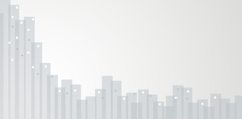 abstract city skyline grayscale backgrounds for space for text, banner, poster, presentation slide, business card, abstraction creative website template, header web, flyer leaflet covering material