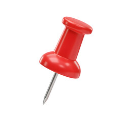 Red Push Pin, 3d rendering. isolated on white or transparent background. PNG