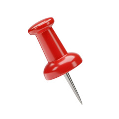 Red Push Pin, 3d rendering. isolated on white or transparent background. PNG
