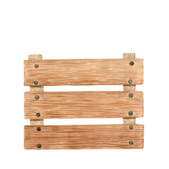 Obraz premium Wooden crate isolated on white. Hand painted in watercolor. Rustic high quality illustration with wood texture in simple stile for vintage design, flower and vegetable shops, organic food labels, logo