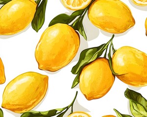 Seamless pattern with lemons. Hand-drawn