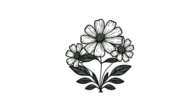 Swaying black and White Flower in the Wind, loop animation