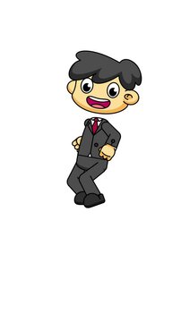Chibi Businessman Running Animation, Cartoon Office Character Loop, Greenscreen Asset 
