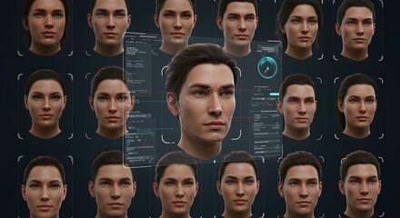 Biometric Facial Recognition 3D Head Scan Technology Interface