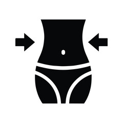 Women's Waist Icon. Illustration of Women's Slim Hips. Women's Diet Program Sign With Arrow Sign On Waist.