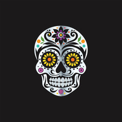 Day of the Dead Sugar Skull. Vector Illustration. Isolated on black background.
Skull with floral ornament. Day of the Dead. Vector illustration.