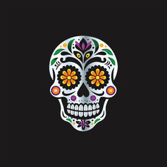 Day of the Dead Sugar Skull. Vector Illustration. Isolated on black background.
Skull with floral ornament. Day of the Dead. Vector illustration.