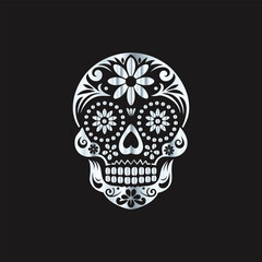 Day of the Dead Sugar Skull. Vector Illustration. Isolated on black background.
Skull with floral ornament. Day of the Dead. Vector illustration.