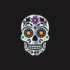 Day of the Dead Sugar Skull. Vector Illustration. Isolated on black background.
Skull with floral ornament. Day of the Dead. Vector illustration.