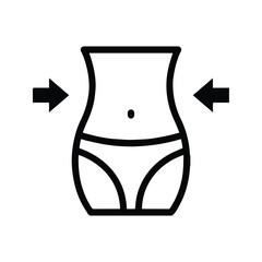 Women's Waist Icon. Illustration of Women's Slim Hips. Women's Diet Program Sign With Arrow Sign On Waist.