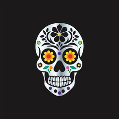 Day of the Dead Sugar Skull. Vector Illustration. Isolated on black background.
Skull with floral ornament. Day of the Dead. Vector illustration.