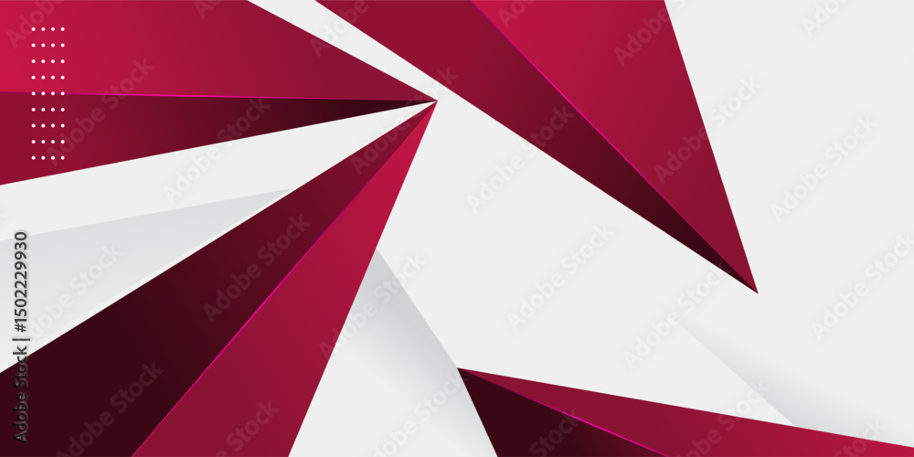 Wall mural futuristic abstract red and gray. triangle on bright white color geometric design. modern overlap pa