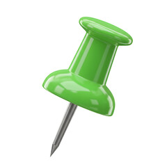 Green Push Pin, 3d rendering. isolated on white or transparent background. PNG